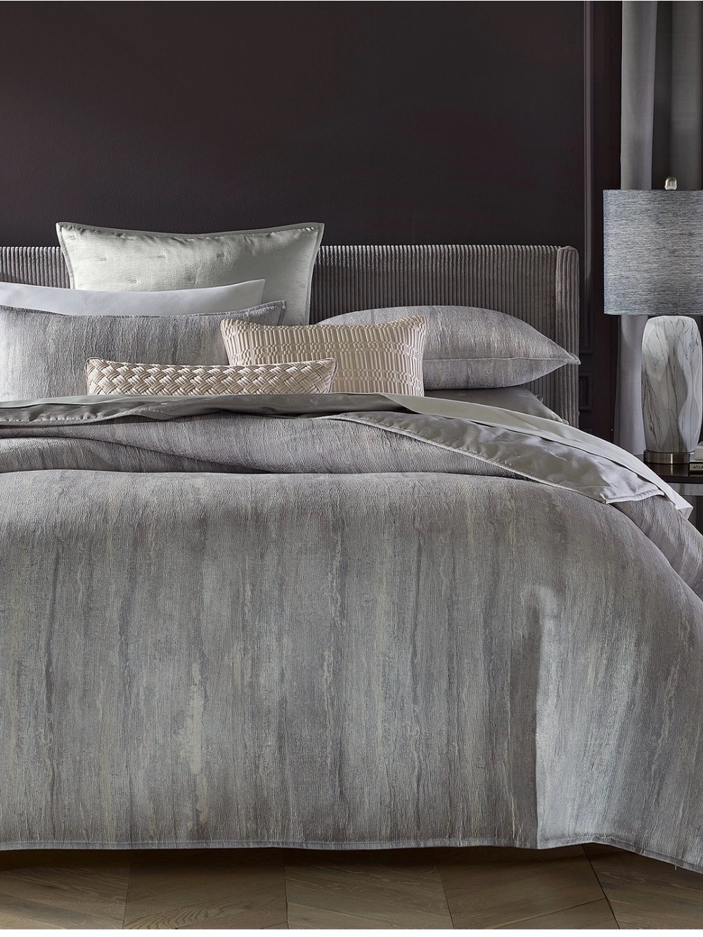 Hotel Collection Quartzite Steel Gray Silver Luxury Textured Comforter set NEW